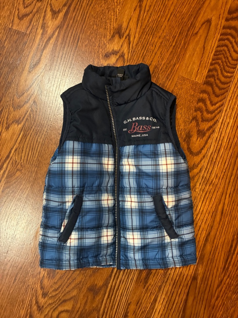 G.H. Bass & Co. Navy and Blue Plaid Quilted Vest